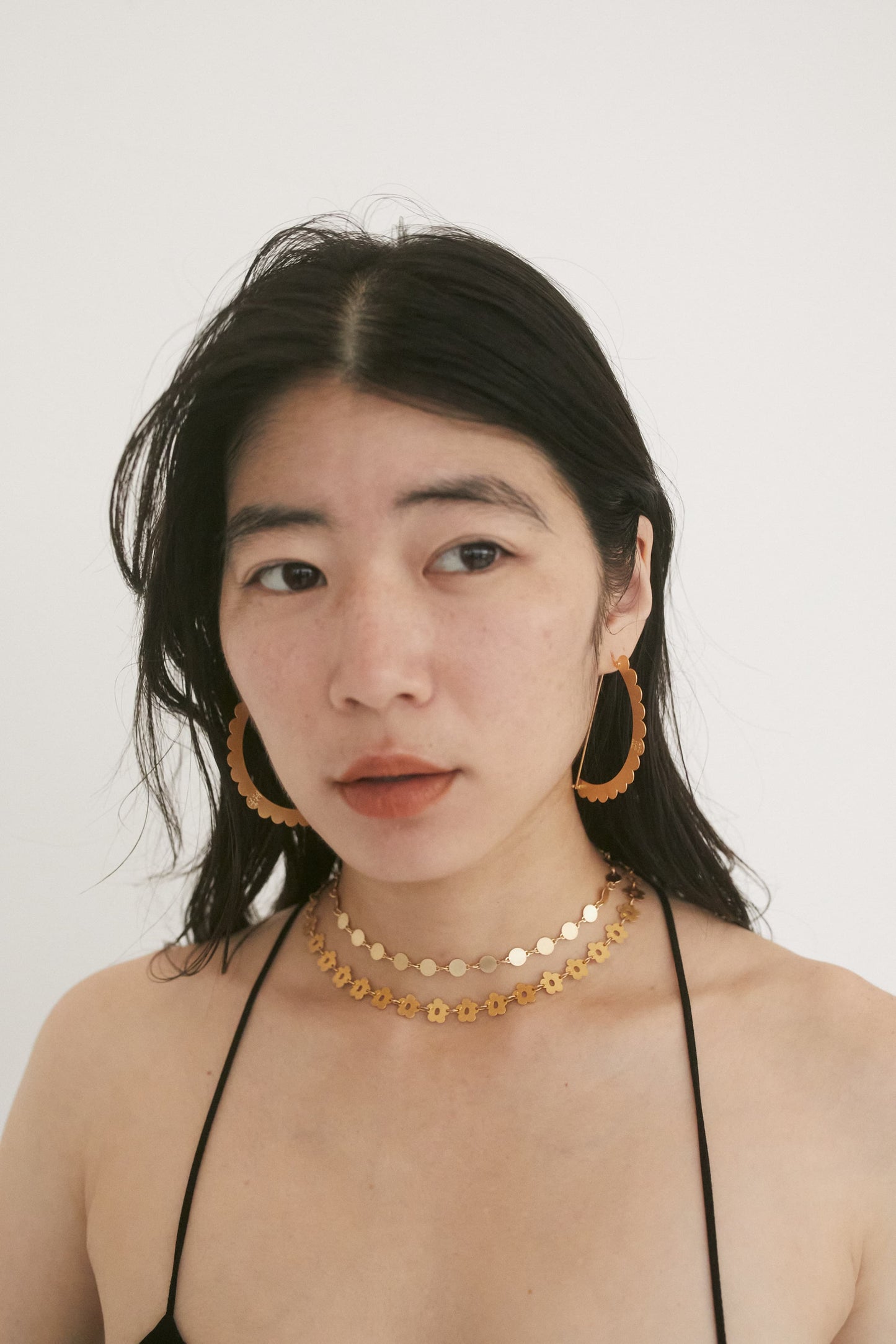 SEMICIRCULAR - ETCHED METAL EARRINGS