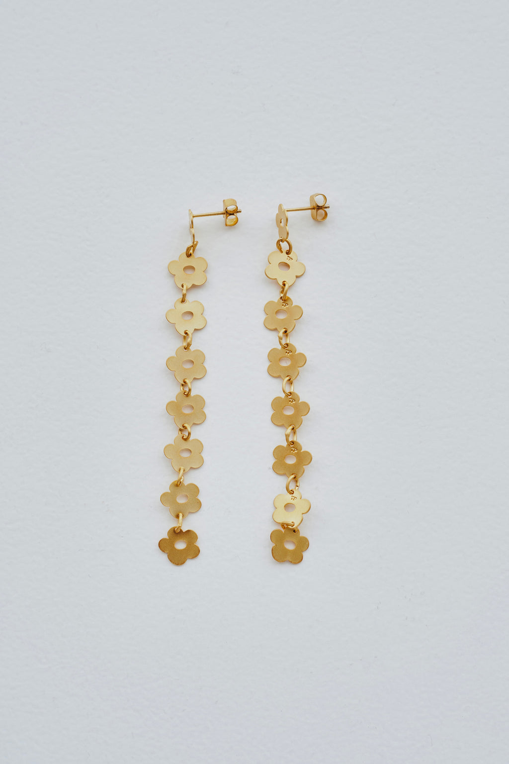 FLOWER - ETCHED METAL LONG EARRINGS