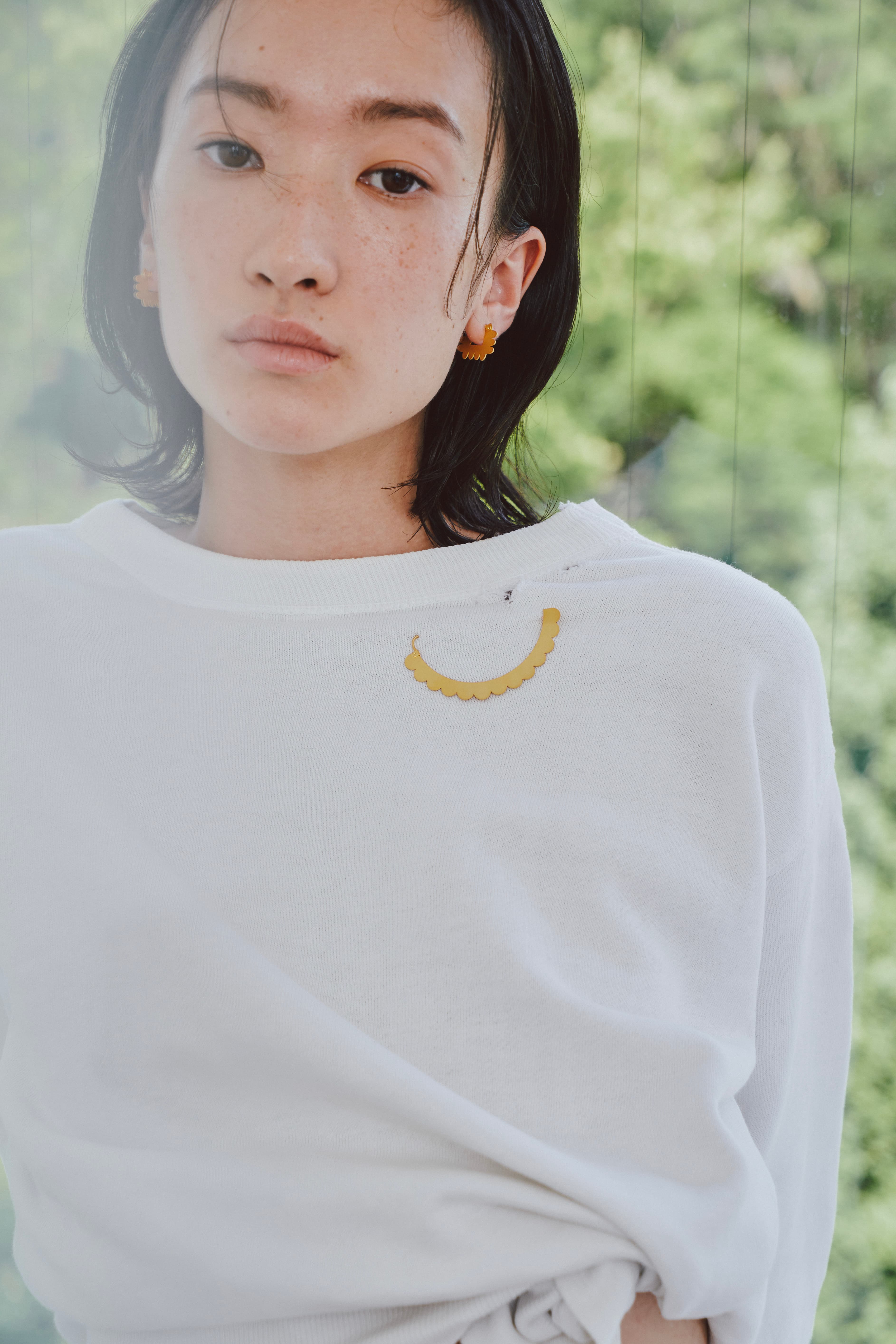 SCALLOPE - ETCHED METAL EARRINGS