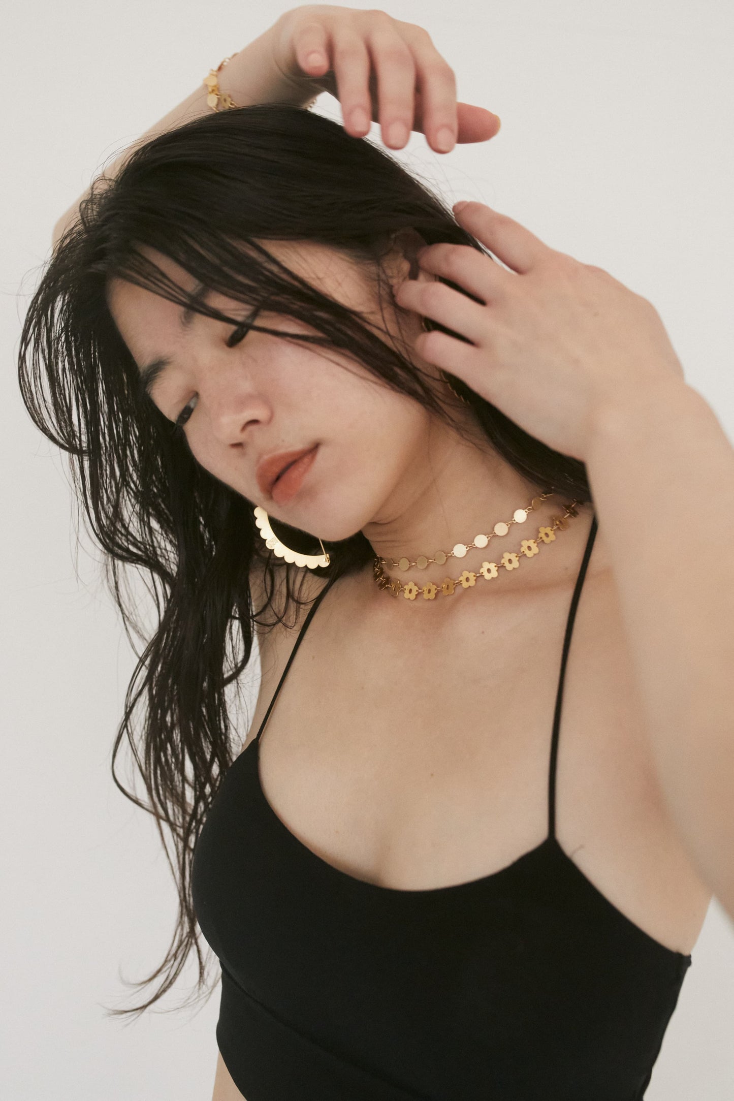 SEMICIRCULAR - ETCHED METAL EARRINGS