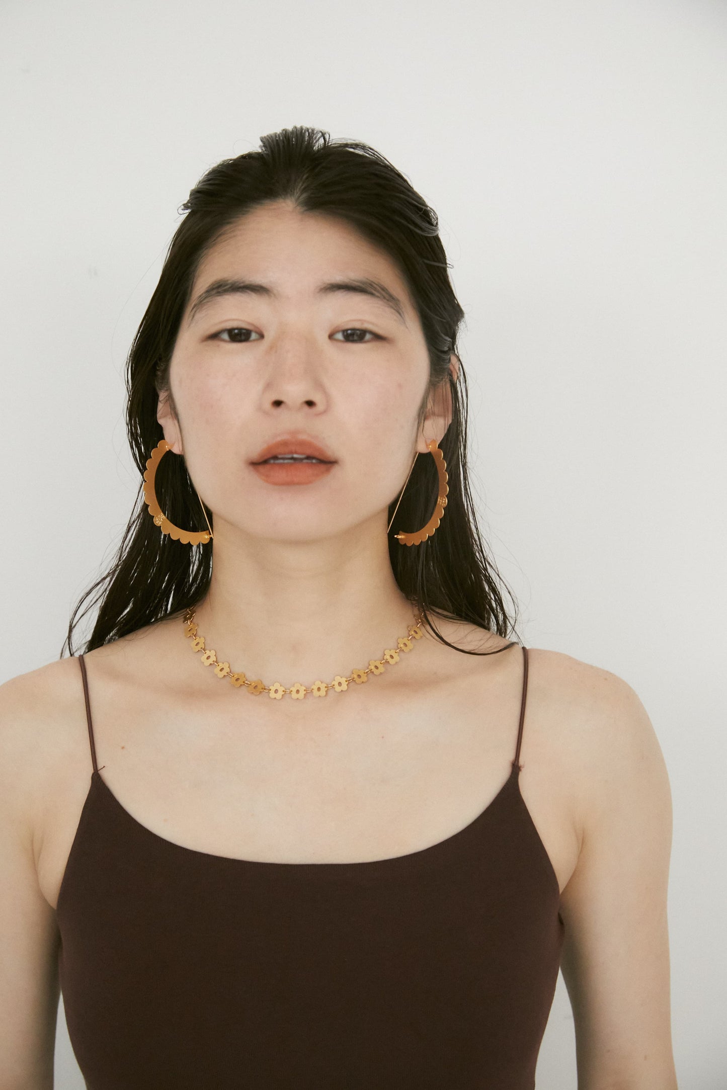 SEMICIRCULAR - ETCHED METAL EARRINGS
