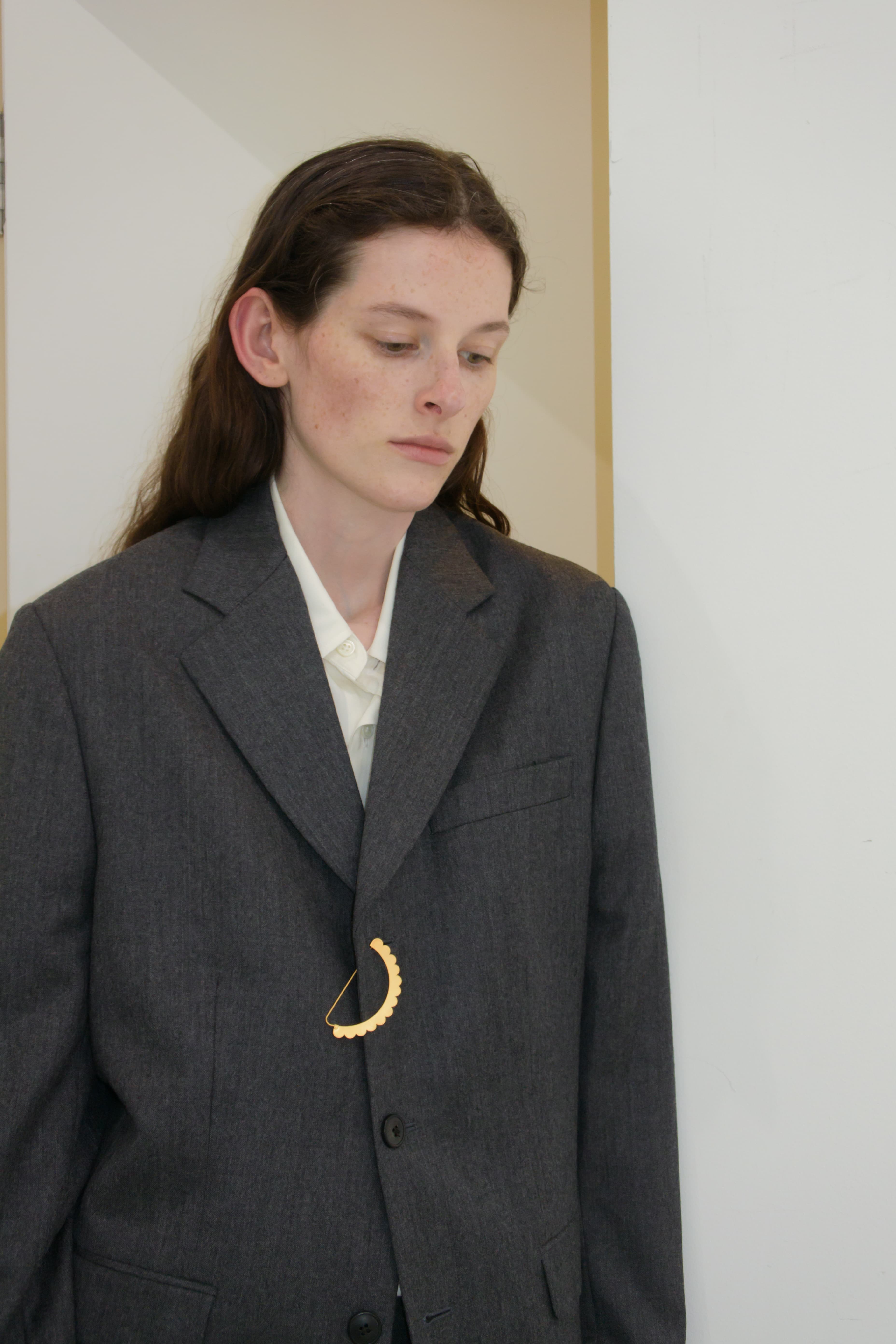 SEMICIRCULAR - ETCHED METAL BROOCH