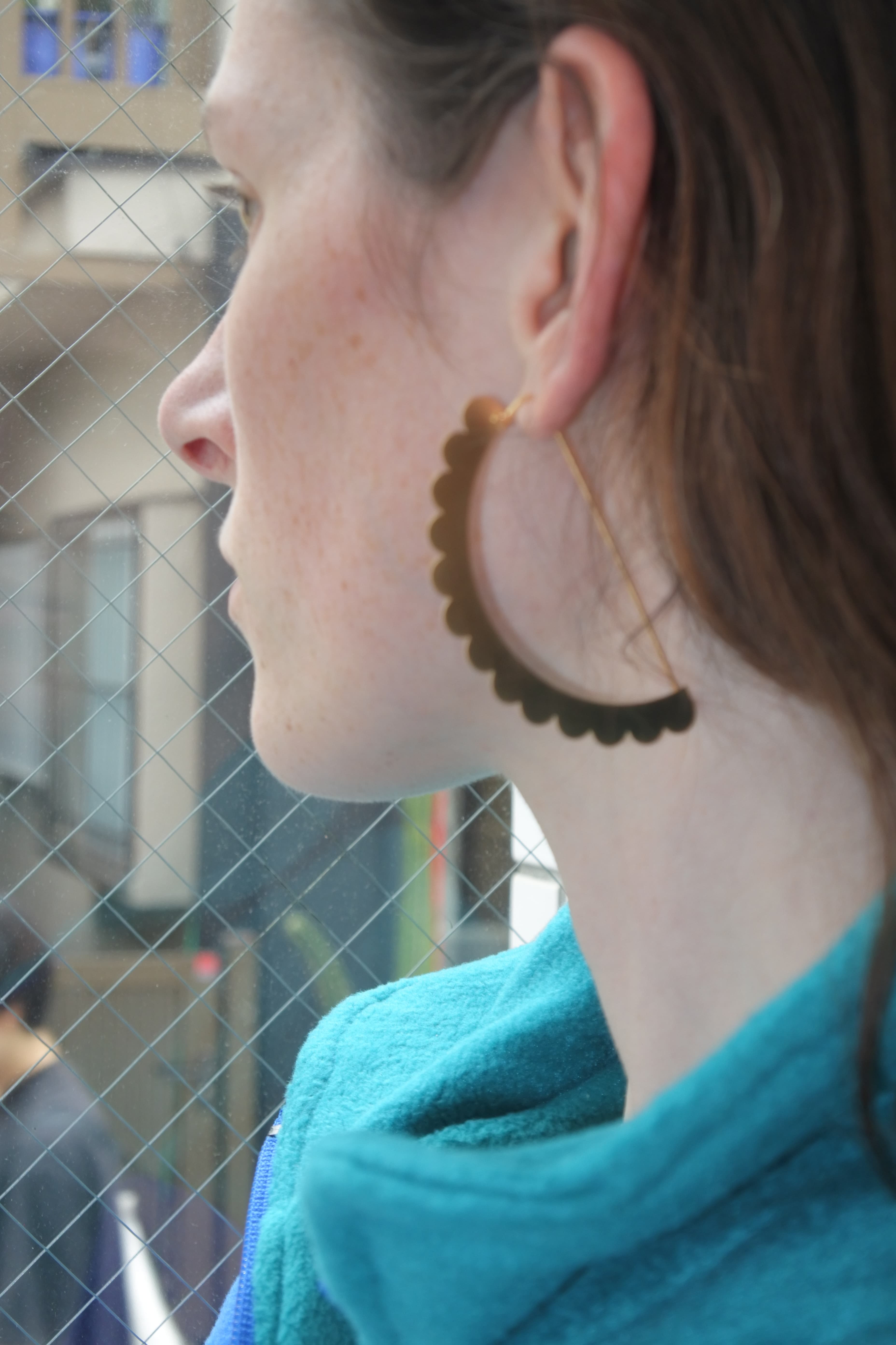 SEMICIRCULAR - ETCHED METAL EARRINGS
