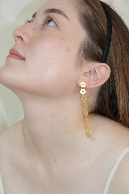 SLICED FLOWER LONG EARRINGS