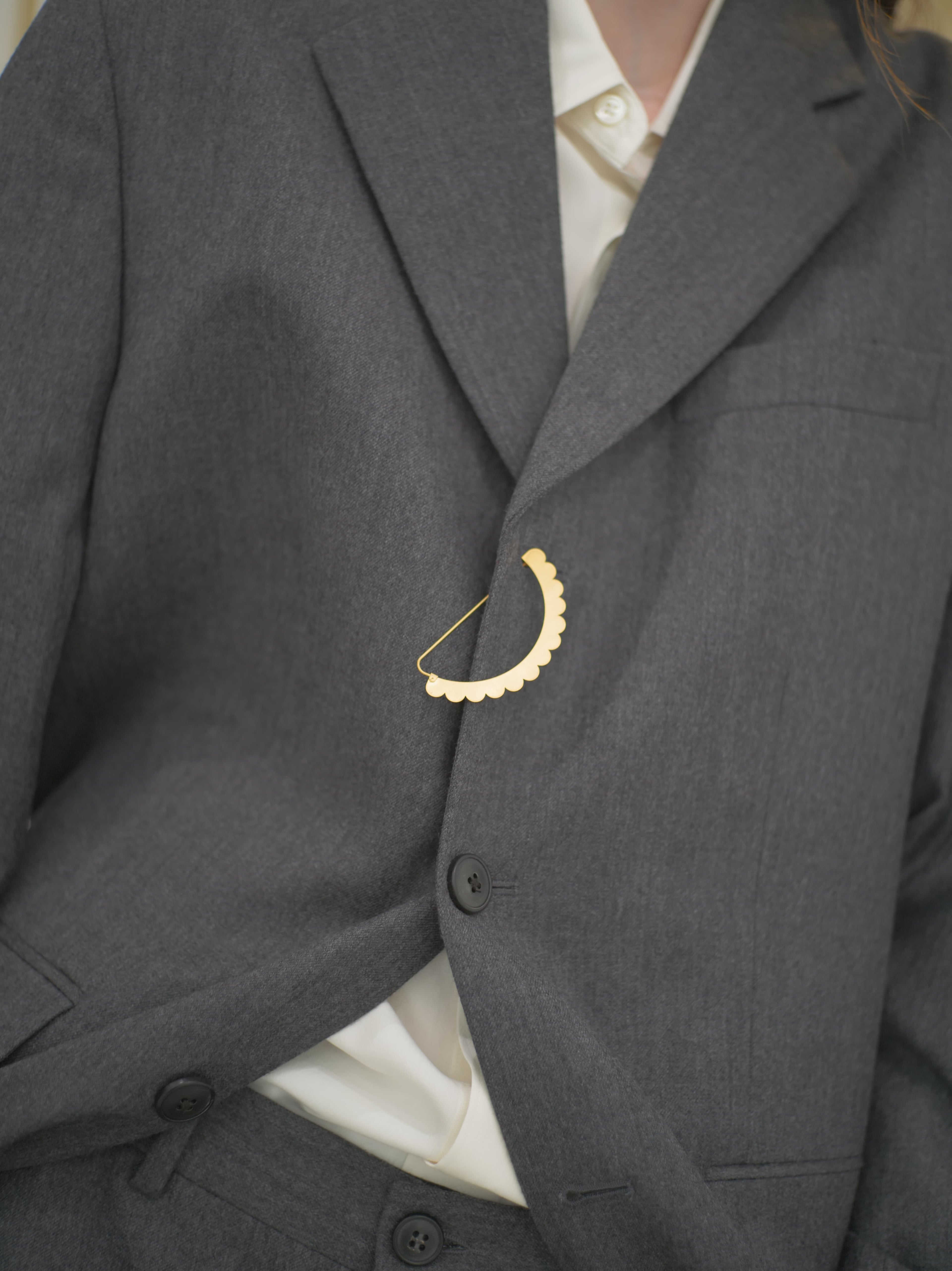 SEMICIRCULAR - ETCHED METAL BROOCH