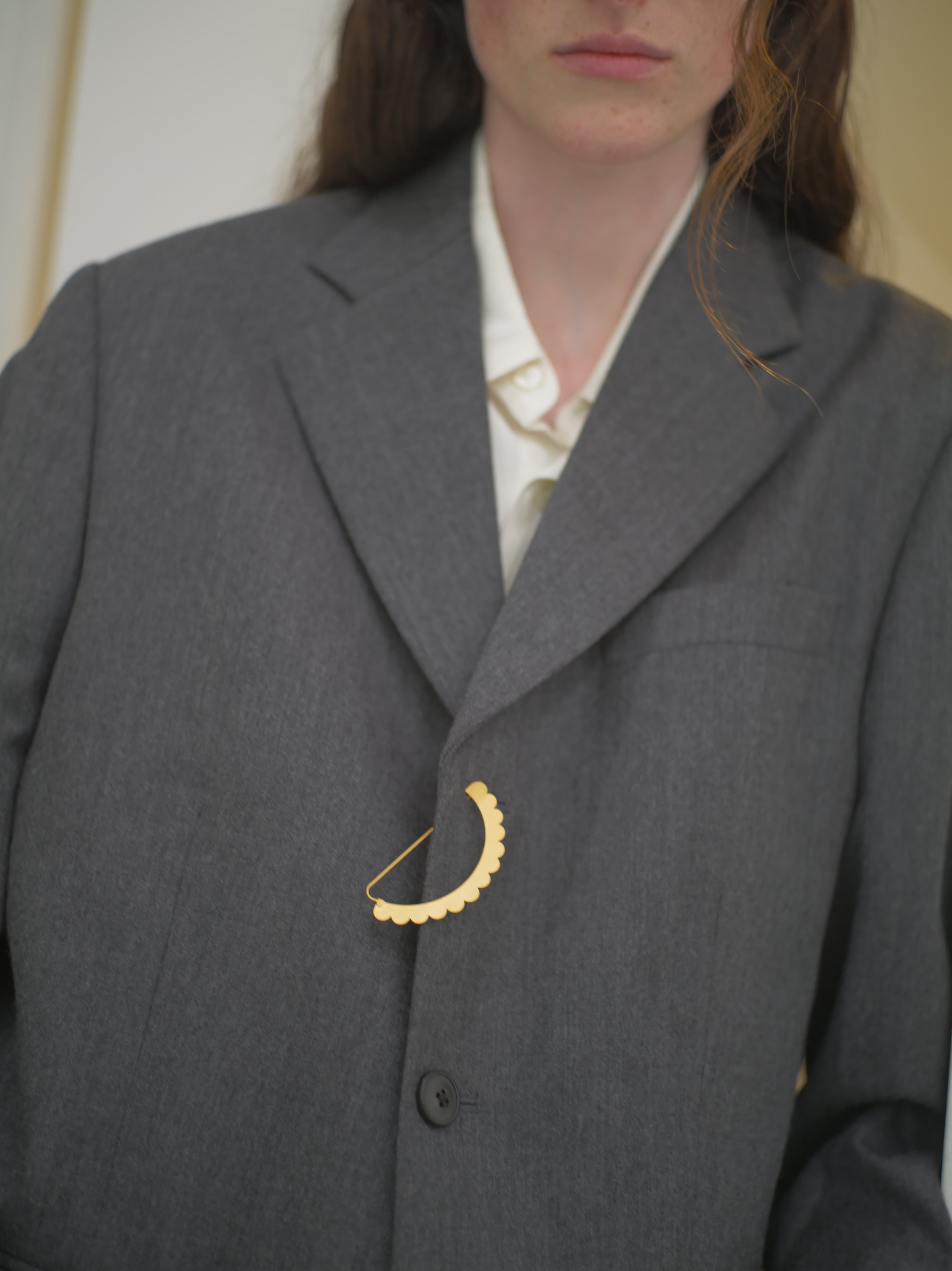 SEMICIRCULAR - ETCHED METAL BROOCH