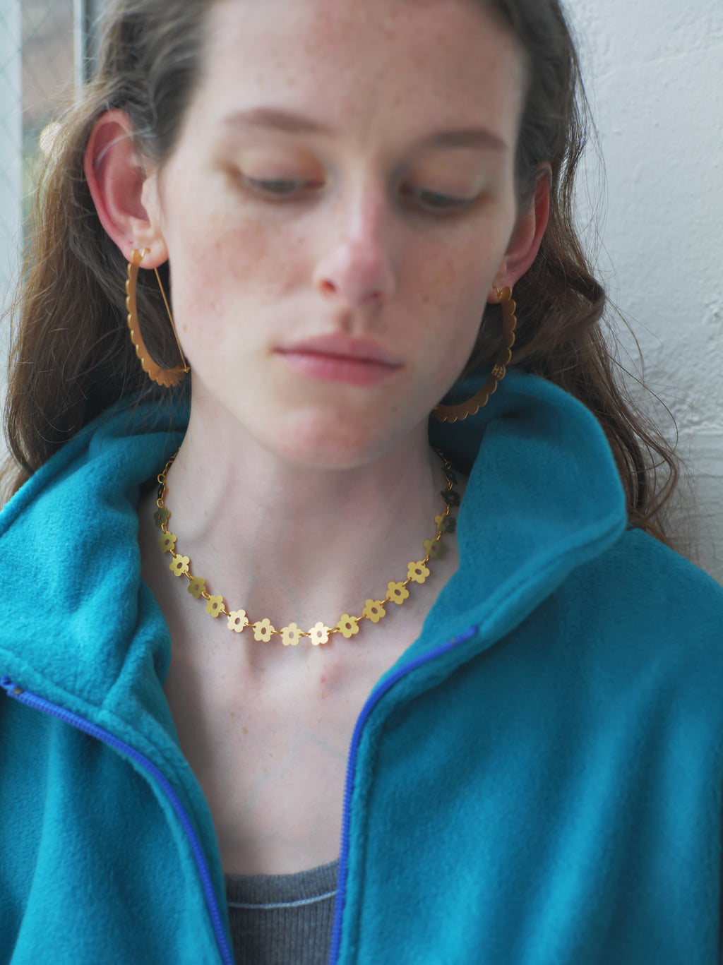 FLOWER - ETCHED METAL NECKLACE